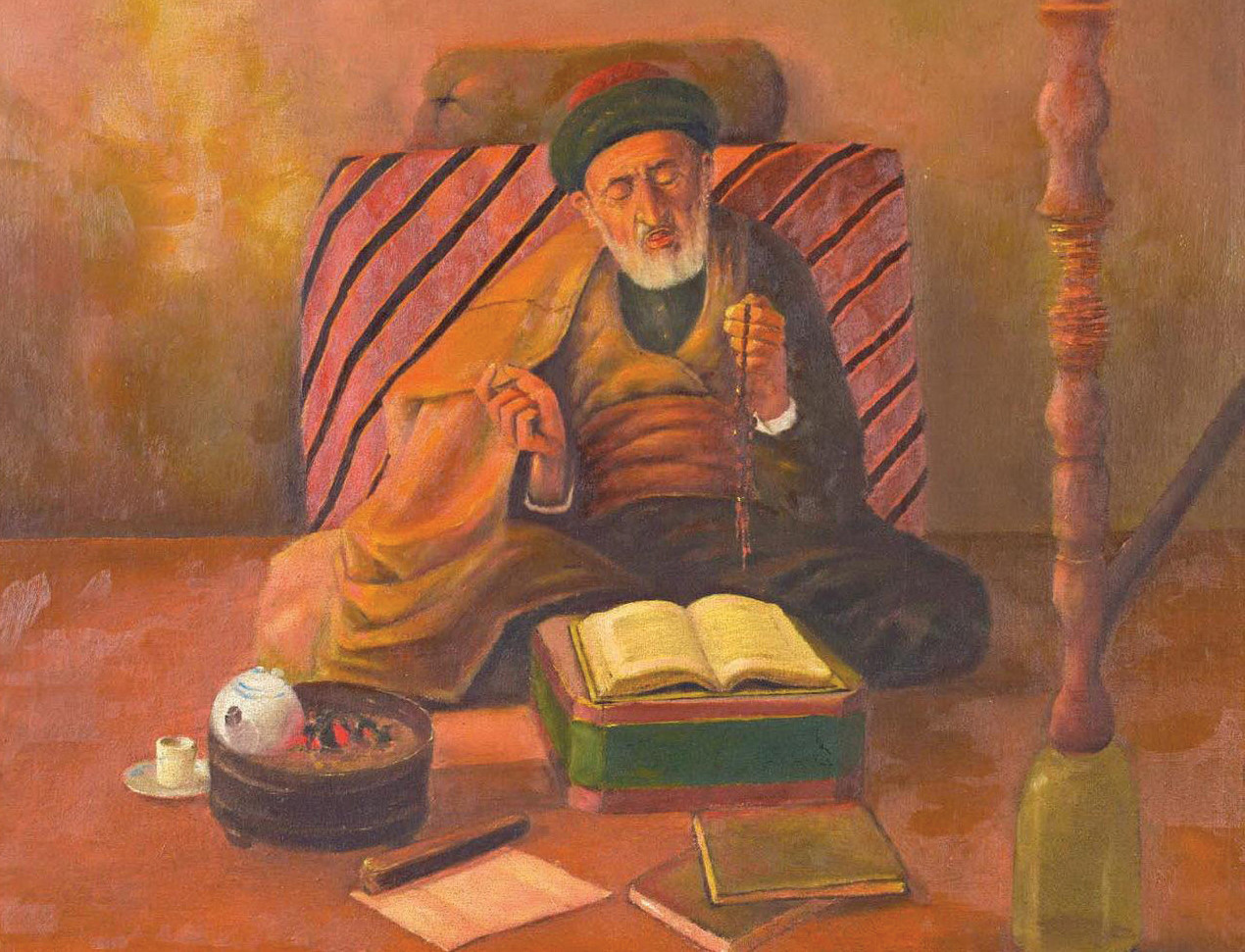 » Kur'an ayı: Ramazan ayında oruçla birlikte en çok yapılan ibadet Kur'an-ı Kerim okumaktır. Bilhassa mukabele bu aya mahsus devam edegelen bir sünnettir. Osmanlı'da bir derviş tasviri.  » Kur'an ayı: Ramazan ayında oruçla birlikte en çok yapılan ibadet Kur'an-ı Kerim okumaktır. Bilhassa mukabele bu aya mahsus devam edegelen bir sünnettir. Osmanlı'da bir derviş tasviri.