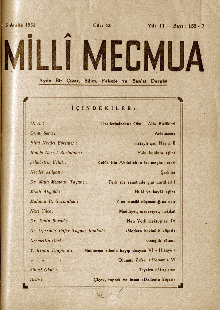 Millî Mecmua. Millî Mecmua.