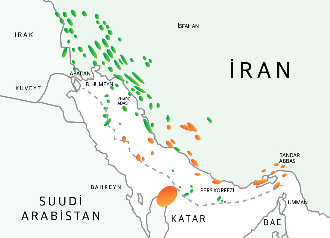 İran petrol rezervleri ve tesisleri haritası. İran petrol rezervleri ve tesisleri haritası.