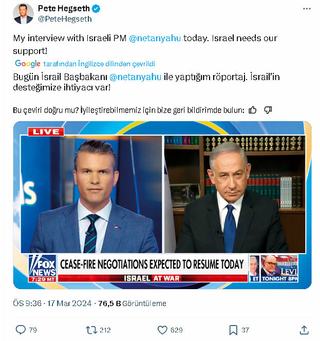 Trump'ın yeni savunma bakanı Pete Hegseth'in netanyahu ile röportajı. Trump'ın yeni savunma bakanı Pete Hegseth'in netanyahu ile röportajı.